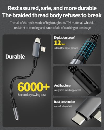 Aux to USB C Lightning for iPhone 17 16 15 14 13 Pro Max (2in1) 3.5mm Audio Adapter Headphone Jack Dongle Cable Female Car Port Splitter Compatible with Samsung for Ipad Auxiliary Male Plug