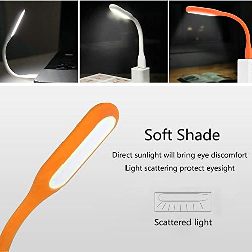 Flexible Mini USB LED Lamp Light Portable Night Light Compatible for Power Bank, Laptop, Notebook, Reading, Computer Keyboard USB Reading Light (8pcs, Orange)