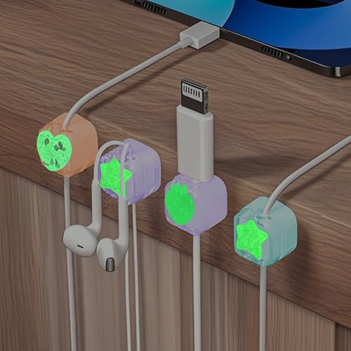 9Pack Magnetic Cable Clips,Night-Glowing Cord Holder,Mix - color: Strawberry Star Heart