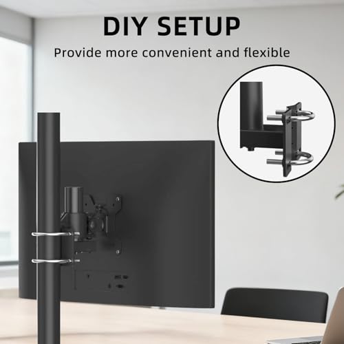 suptek Monitor Bracket Pole Mount Diameter Pole Adjustable Supports 0.8-2.4 Inch, Fits Monitor/TV Screens 13-32 Inch, Load Capacity 22lbs - size: Single Pole Mount