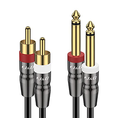 J&D Dual 1/4 inch TS to Dual RCA Cable, Heavy Duty 1/4 Male to RCA Male Adapter Stereo Audio Interconnect Quarter inch Cable, 3 Feet - size: 3 Feet