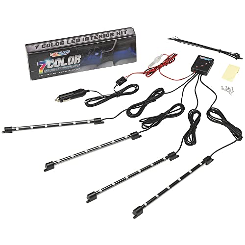 LEDGlow 4pc 7 Color LED Interior Footwell Lighting Kit w/Cigarette Adapter