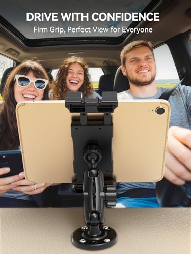 OHLPRO Heavy Duty Tablet Mount for Semi Truck, Drill Base iPad Holder Compatible with RAM Mount B Size 1" Ball, 360° Rotating Dashboard Stand for 5-17" iPad Pro,Great for Desks, Wall, Businesses - size: 5-17''- 1 Arm Mount