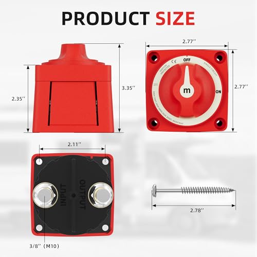 Battery Disconnect Switch 12V 48V Marine Battery Cut Off Switch 300A Heavy Duty Ignition Protected On/Off Battery Kill Switch for Car Boat RV ATV UTV Vehicles - color: 300A On-Off