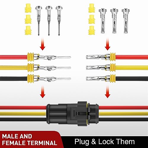 Nilight 622PCS 1 2 3 4 5 6 Pin Electrical Connector Plug and Play 43 Sets - size: 1-6Pin Connector 622Pcs