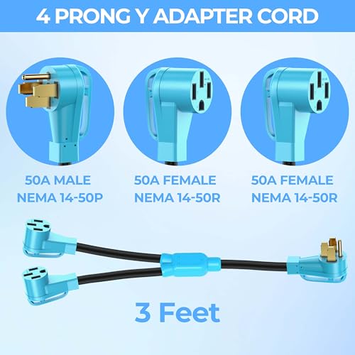 CircleCord RV/EV Y Adapter Cord 50 Amp to Two 50 Amp - style: 50A-50A-50A