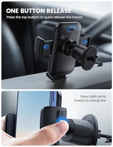 Lamicall 2026 Wider Clamp & Metal Hook Car Phone Holder Vent Accessories - color: NEW Upgraded - Dark Grey