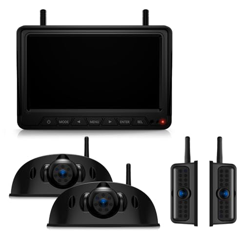 Fookoo HD 1080P 7" Wireless 4 Backup Camera System for Furrion Pre-Wired RV - size: 7" 4-Cam