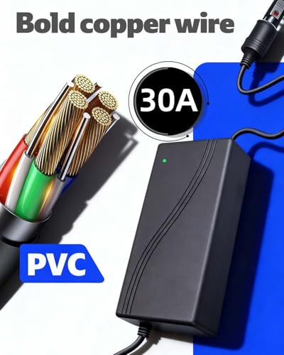 Aletbo 360W Ac to Dc Converter 110V to 12V, 30A AC to DC Adapter, Cigarette Lighter Adapter to Wall Plug for Car Refrigerator, Tire Inflator, Vacuum Cleaner, Iceless Cooler, 120V to 12V Converter - size: 360W