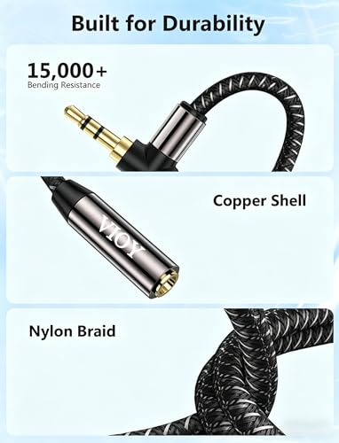 VIOY 3.5mm Male to Female Headphone Extension Cable Right Angle 2 Pack 20FT - size: 20FT+20FT