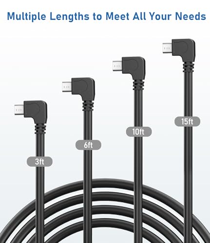 Dash Cam Power Cord, 6Ft USB C to Micro USB Dashcam Charger Cable - size: Micro USB, style: 6Ft