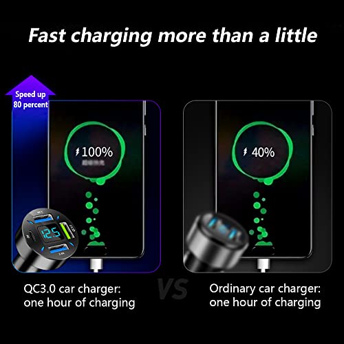 Car Charger 66W Super Fast Charging with USB C&QC 3.0(Voltmeter&LED Lights) Universal Quick Charge for 12-24V Car Cigarette Lighter Plug,Compatible with iPhone 14 13,S22,iPad(2Pcs-Black-QC/PD/2.4A) - color: 2Pcs-Black-QC/PD/2.4A