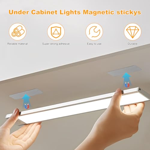 12 Pcs Under Cabinet Lights Magnetic stickys,Replacement Magnetic Strips with Adhesive Backing for Rechargeable Motion Sensor Lights Wireless Under Counter Light for Cabinet Lighting - size: 12pcs