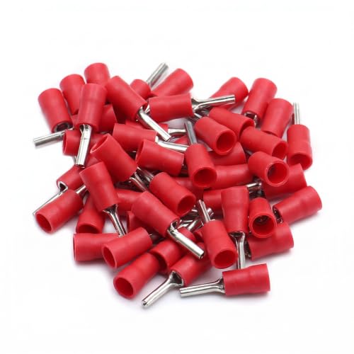 BAOMIAN 100-Pack 22-16 AWG Wire Pin Connectors, Red Insulated Terminals - size: 22-16 AWG