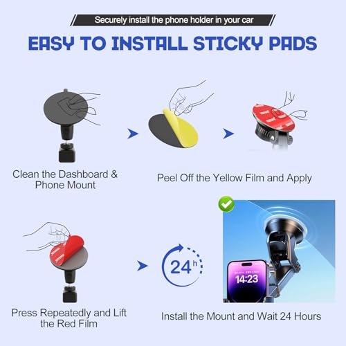 Adhesive Sticky Pads for Car Phone Mount, 4pcs Heavy Duty Mounting Tape for Vehicle Phone Holder, Heat Rresistant Double-Sided Mounting Sticker for Car Windshield Dashboard CellPhone Mount GPS EZ Pass - size: 2.76“ / 70mm