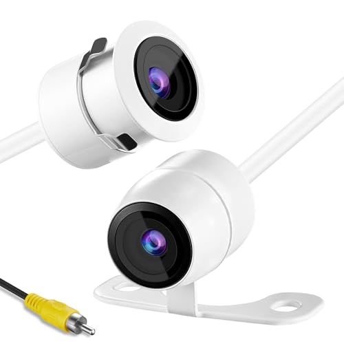 Backup Camera for Car, Metal Housing 170°Wide View Angle Rear/Side/Front View Camera for Car, Clear Night Vision IP69 Waterproof Reverse Camera for Vehicle SUV RV Pickup, 18.5mm, 12V/24V, White - color: White