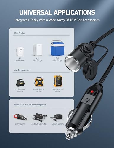 AstroAI Cordless Tire Inflator and AstroAI 12Ft/12V Cigarette Lighter Extension Cord