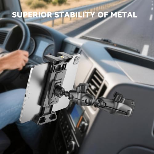 OHLPRO Tablet Mount for Truck - Heavy Duty Drill Base Tablet Holder for Car Dashboard, iPad Holder for All 5"-13" iPad Pro Samsung Galaxy Kindle fire Tablets and Car Wall etc. - 8-inch Aluminum Arm - size: 8-inch Aluminum Arm