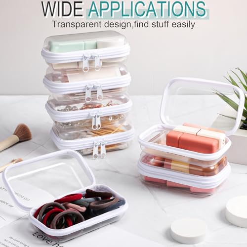 Sanwuta 6 Clear Hard Zipper Case, White, 5 x 3 x 2 Inch - color: White, size: 5 x 3 x 2 Inch