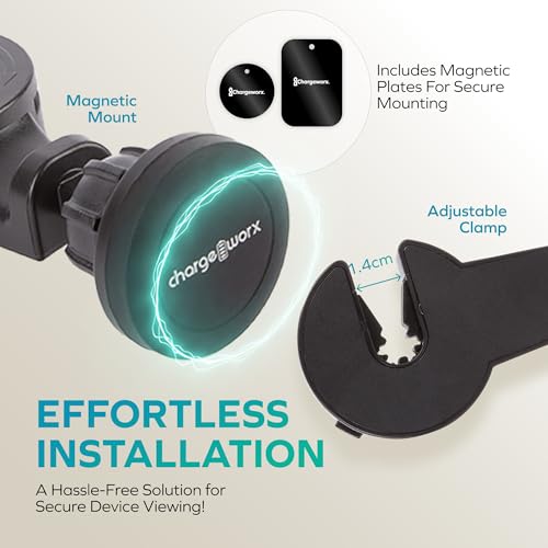 Magnetic Car Phone Mount, Back-Seat Headrest Holder, iPhone/Android, 360°
