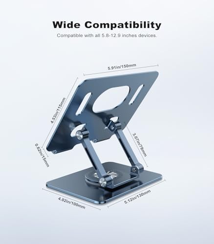 JOIOT Adjustable Tablet Stand for Desk, Foldable Portable Holder - color: Blue