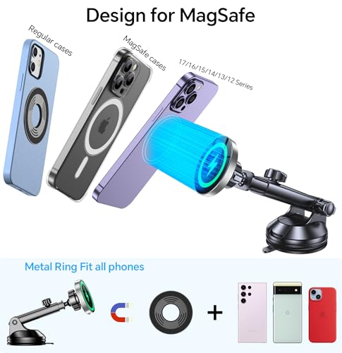 Coolpow 15W Magsafe Car Mount Charger Magnetic Phone Holders for Your Car - color: Gray