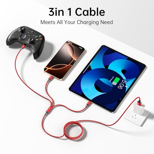 Multi Charging Cable, 4ft 2Pack Multi Phone Charger Cable Braided Universal - color: 4FT/1.2M Red+Black