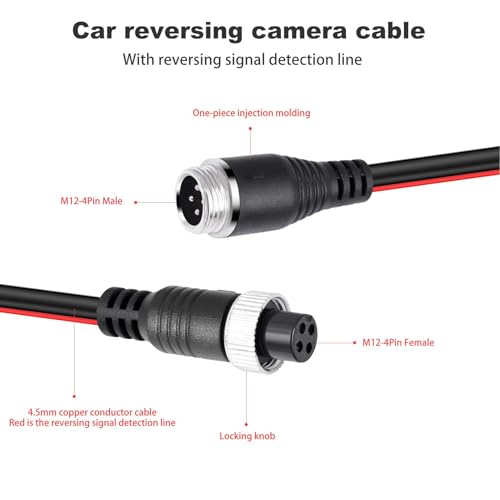 4Pin Backup Camera 4 Pin Backup Camera Extension Cable with Trigger Wire Dash Cam Rearview Camera Extension Cord for CCTV Rear Camera Truck Trailer RV (20m / 65.6ft)