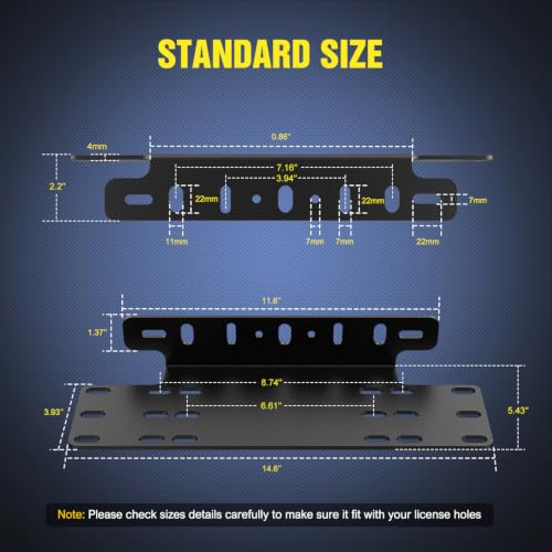 Nilight 90044B Universal License Heavy Duty Steel Front Plate Mounting Bracket Holder for Off-Road LED Work Lamps Lighting Bars, 2 Years Warranty, Black - color: Universal License Plate Bracket