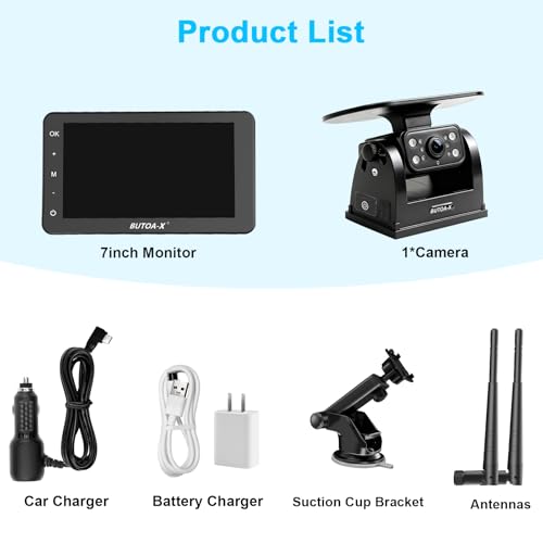 X7 Wireless Solar Magnetic Backup Camera for RV Truck - 15000mAh Battery Magnetic Hitch Camera 7” Monitor 320FT Range - 5th Wheel Hitch Gooseneck Travel Boat Horse Trailer Truck - size: 7" Monitor w/ Cam