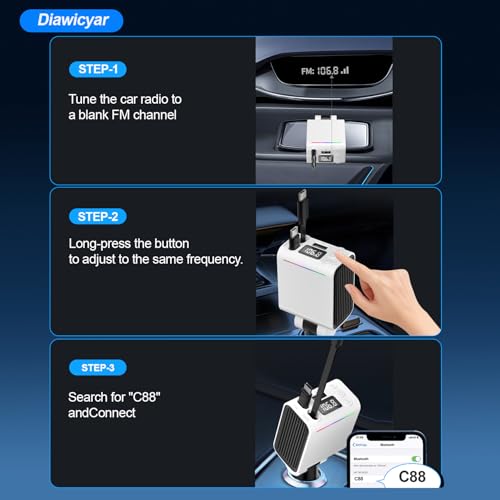 45W FM Transmitter Bluetooth Car Adapter, Wireless FM Bluetooth Transmitter - color: White