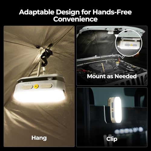 BougeRV Camping Light AL01, Movable Area Rechargeable Lantern Tent, Khaki - color: Khaki