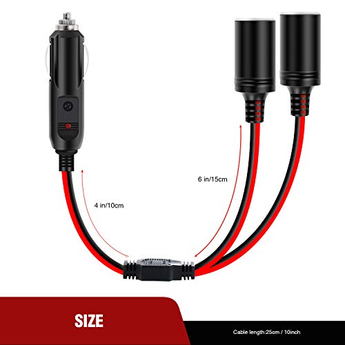 Nilight 1 to 2 Car Cigarette Lighter Splitter 1 Male 2 Female Plug Socket - color: 1 to 2 Cigarette Lighter Splitter