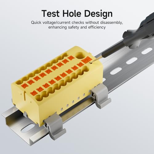 4Pcs KV225G DIN Rail Terminal Blocks, 9-Pole 1 in 18 Out Push-in - color: Red&Yellow&Blue&Grey-9P, size: 4 Pcs