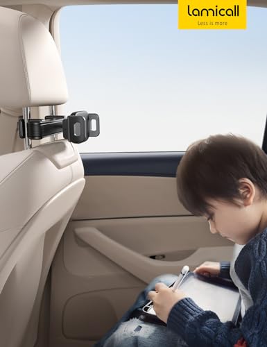 Lamicall Car Headrest Tablet Holder, Lockable Car Backseat Mount