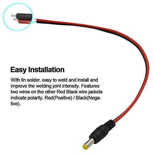(Real 18AWG 43x2pcs Wires 20pcs Male DC Power Pigtail Cable, 12V 5A DC Connectors for CCTV Security Camera and Lighting Power Adapter (2.1mm x 5.5mm, Ultra Thick) (Pack of 2) - size: 20 Pcs DC Power Pigtail Cable Male (Pack of 2)