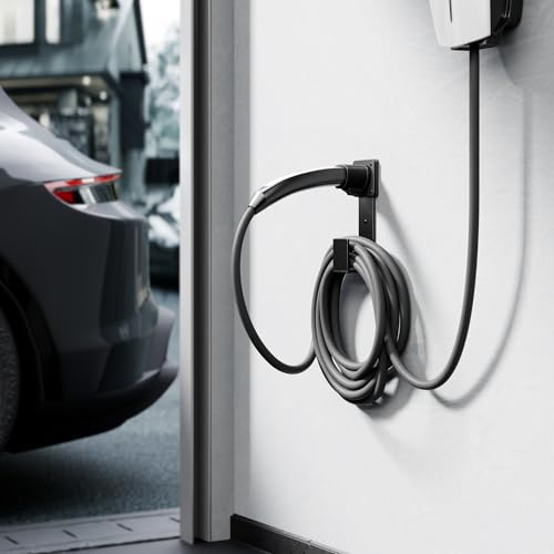 EV Charger Holder - Tesla Connector, Nozzle Holster Dock and J-Hook Combination, EV Cable Holder Wall-Mount Electric Vehicle Charger - size: For Tesla