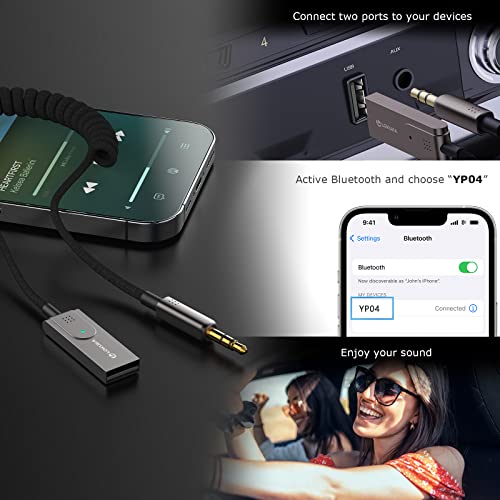 Bluetooth 6.0 Aux Adapter for Car Speaker, 3.5mm Bluetooth Receiver - color: Brown