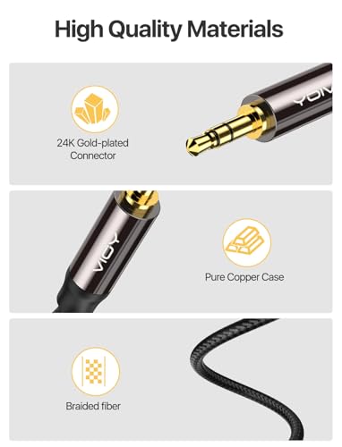 VIOY Aux Cord 2 Pack 6FT,3.5mm Male to Male Right Angle Stereo Audio Cable - size: 6.6FT+6.6FT