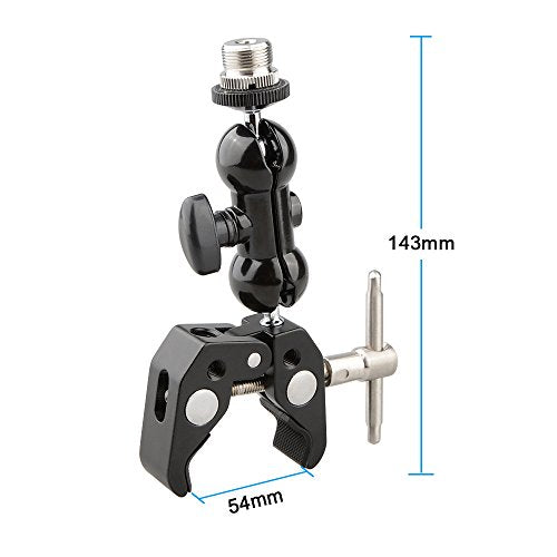 CAMVATE Crab clamp & Mini Ball Head Camera Mount for Microphones - 1196 (Pack of 2) - size: 5 x 12 x 2.2 cm (Pack of 2)