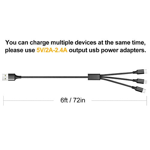 Puxnoin Multi Charging Cable, 6FT 2Pack Multi Charger Cable