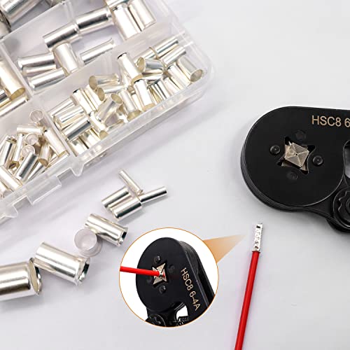 mankk 170PCS Silver Plated Copper Wire Ferrules Kit 8 Sizes AWG (1/0 2/0 2 4 6 8 10 12) Crimp Terminal Connector Sleeves Insulated Cord Pin End Terminal for Wiring Automotive Home Repair - size: 170PCS