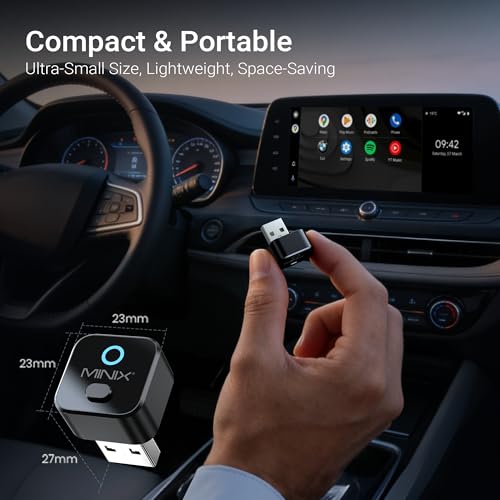 MINIX CA525 2-in-1 Wired to Wireless CarPlay Adapter for iPhone & Android