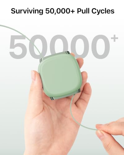 240W Retractable USB C Cable with Mag Snap Slot,3.3ft,Tea Green - color: Tea Green, size: 3.3ft-1Pack