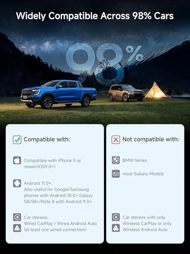 Wireless CarPlay & Android Auto Adapter, Supports for Netflix/YouTube, AI Box Carplay, Drivechat with AI Skills, Dual WiFi, Bluetooth, Fits for OEM Wired CarPlay Cars - color: Satin Black