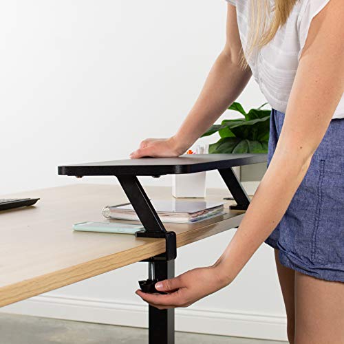VIVO Black Clamp-on Small 26 inch Ergonomic Desk Shelf, Single Computer Monitor Stand Riser - Desk Organizer Holds 1 Screen or Laptop STAND-SHELF24B - size: 24" shelf