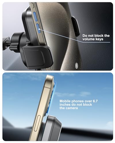 TRON 15W Wireless Car Charger Mount with Cooling Fan, Auto-Clamp Phone Holder, Strong Dashboard Suction Cup, 360° Rotation, Compatible with iPhone, Android & All Qi-Enabled Devices, TR122