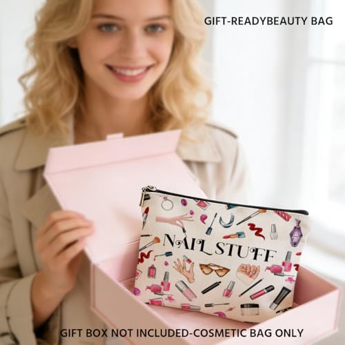 Nail Stuff Makeup Bag, Nail Technician Cosmetic Bags Zipper Pouch - color: Multicolor 105