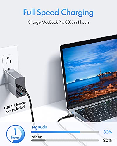 etguuds USB C to USB C Cable 6.6ft, 2-Pack 60W C to C Cable Fast Charging - color: Black, size: 6.6ft