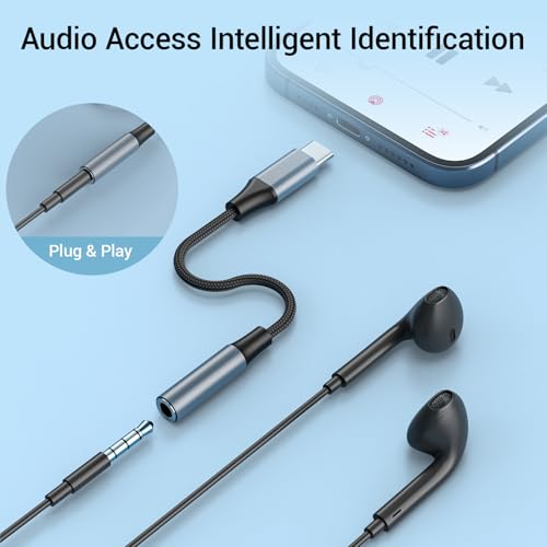 10PCS USB C to 3.5mm Female Headphone Jack Adapter - color: Grey, size: 4.6 IN-10PCS